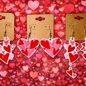 Valentine's Day Heart Earrings Set 3pc